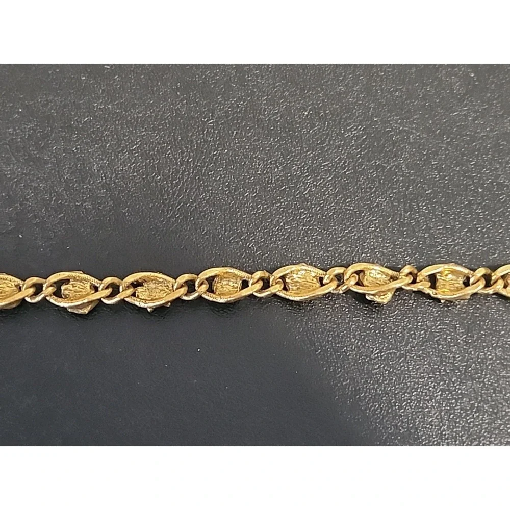 Vintage Goldette NY‎ Gold Tone Charm Bracelet Faux Gem Victorian Revival Signed
